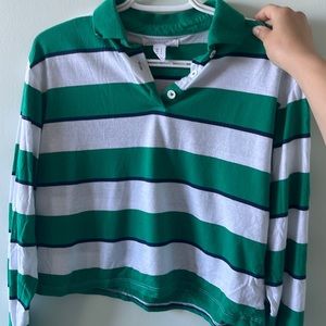 Urban Heritage green and white stripe boxy top